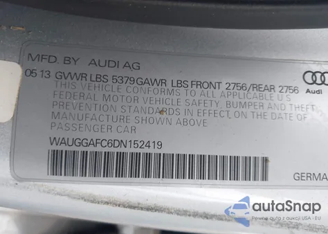 2013 Audi A6 3.0T Premium z USA, uszkodzony, nr VIN WAUGGAFC6DN152419